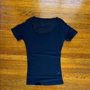 Black Fitted See Through Crew Neck Short Sleeve Tee